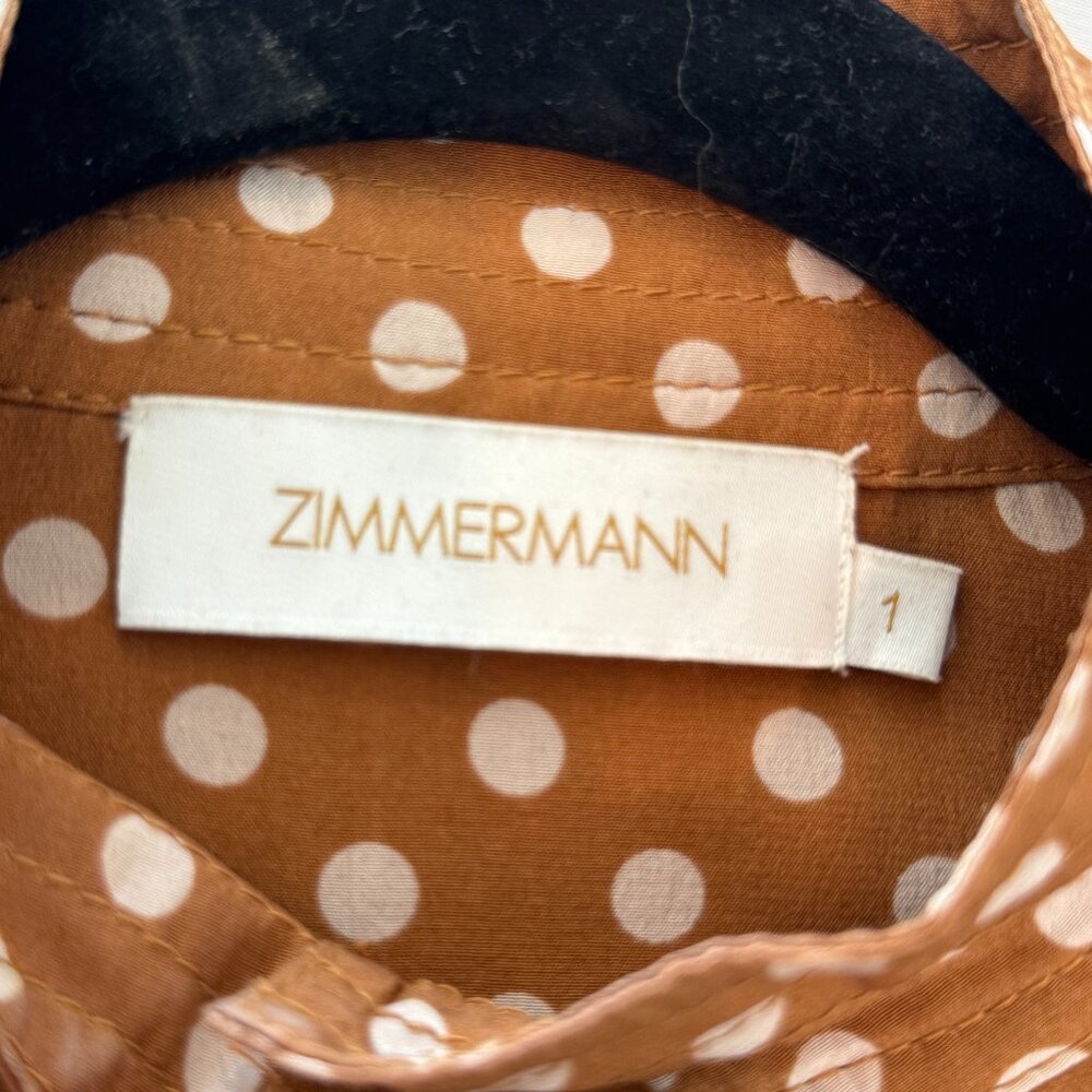 Zimmermann Brown Polka-Dot Silk Midi Dress – Size 1 (US 4) - Picture 12 of 14